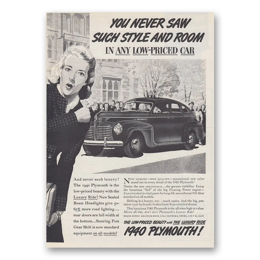 1939 Plymouth You Never Saw Such Style and Room Vintage Magazine Print Ad