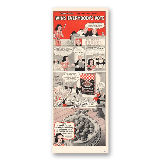 1940 Ralston Purina Dumb Dora Everybodys Vote Vintage Magazine Print Ad
