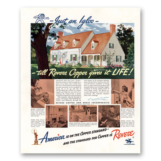 1940 Revere Copper + Brass Just an Igloo Vintage Magazine Print Ad