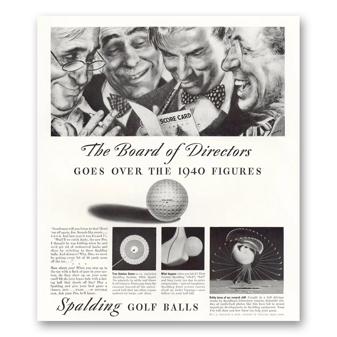 1940 Spalding Golf Balls Board of Directors Vintage Magazine Print Ad