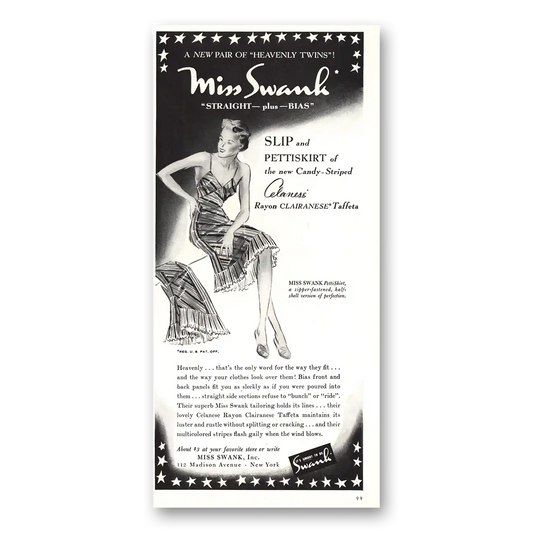 1940 Miss Swank Slip and Pettiskirt Vintage Magazine Print Ad