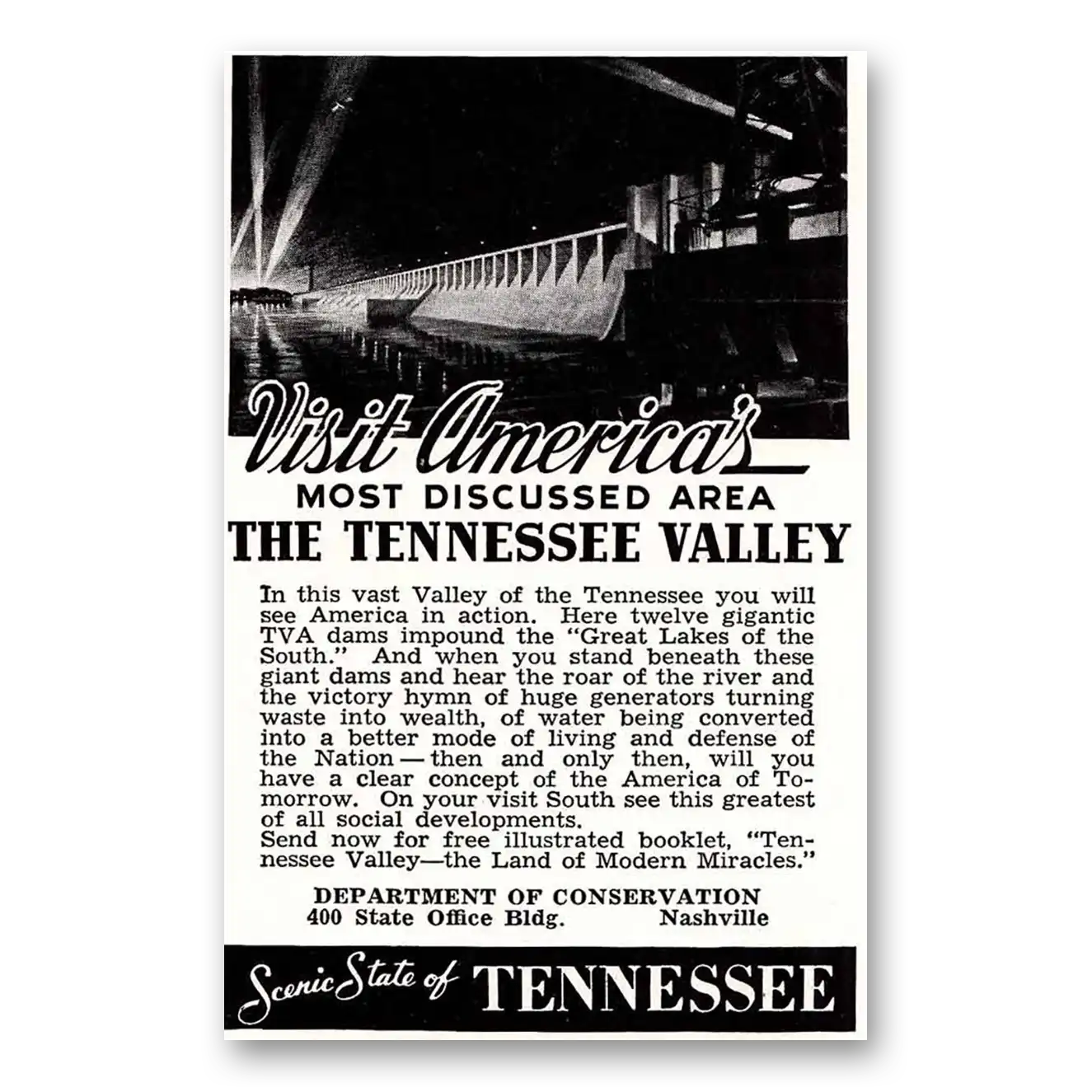 1940 Tennessee Tennessee Valley Vintage Magazine Print Ad