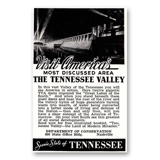 1940 Tennessee Tennessee Valley Vintage Magazine Print Ad