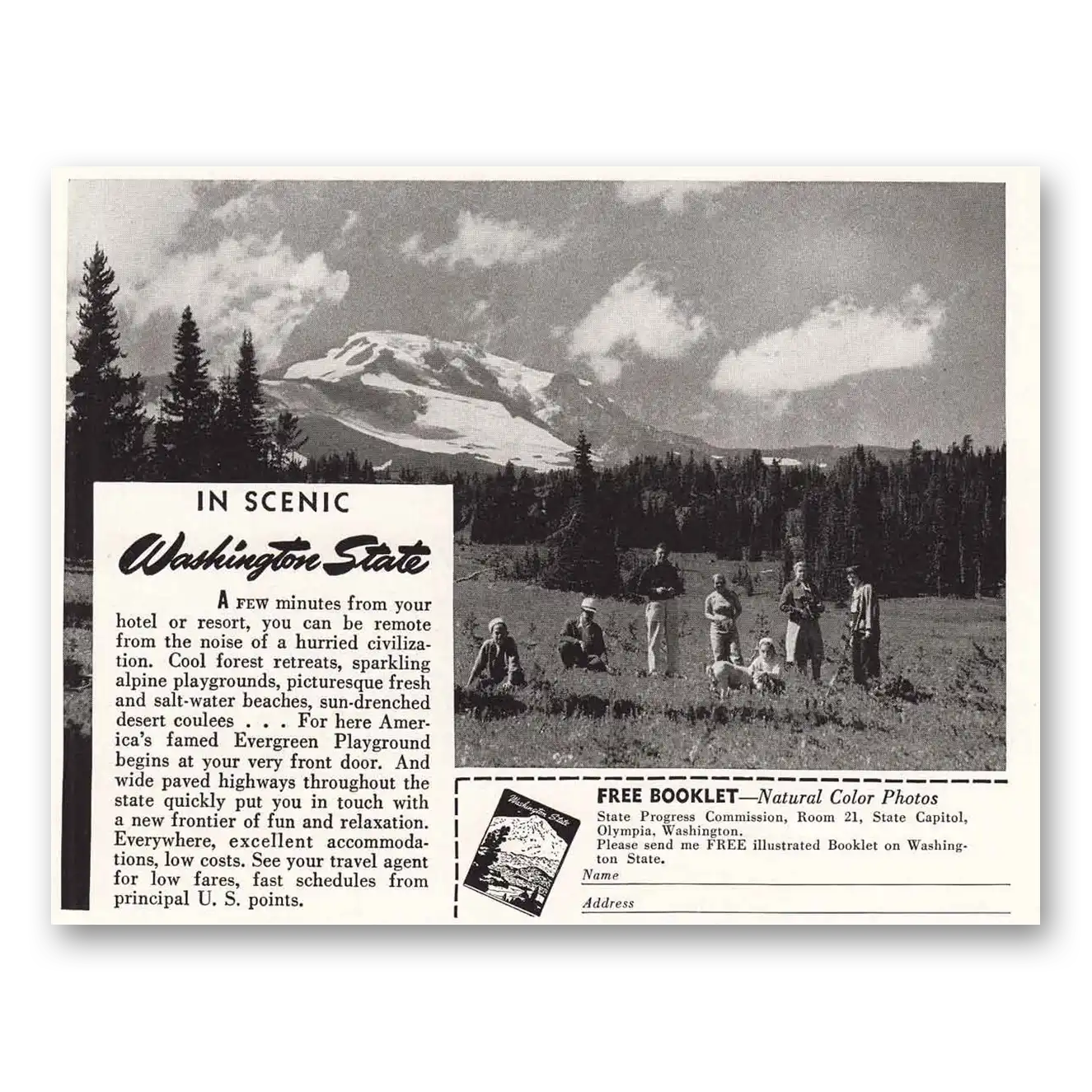 1940 Washington Evergreen Playground Vintage Magazine Print Ad