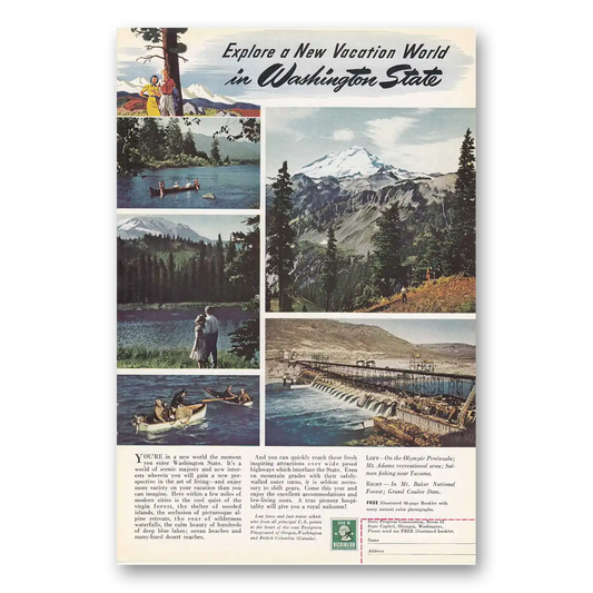 1940 Washington Explore a New Vacation World Vintage Magazine Print Ad