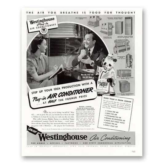 1940 Westinghouse Air Conditioner Air You Breathe Is Food for Thought Vintage Magazine Print Ad