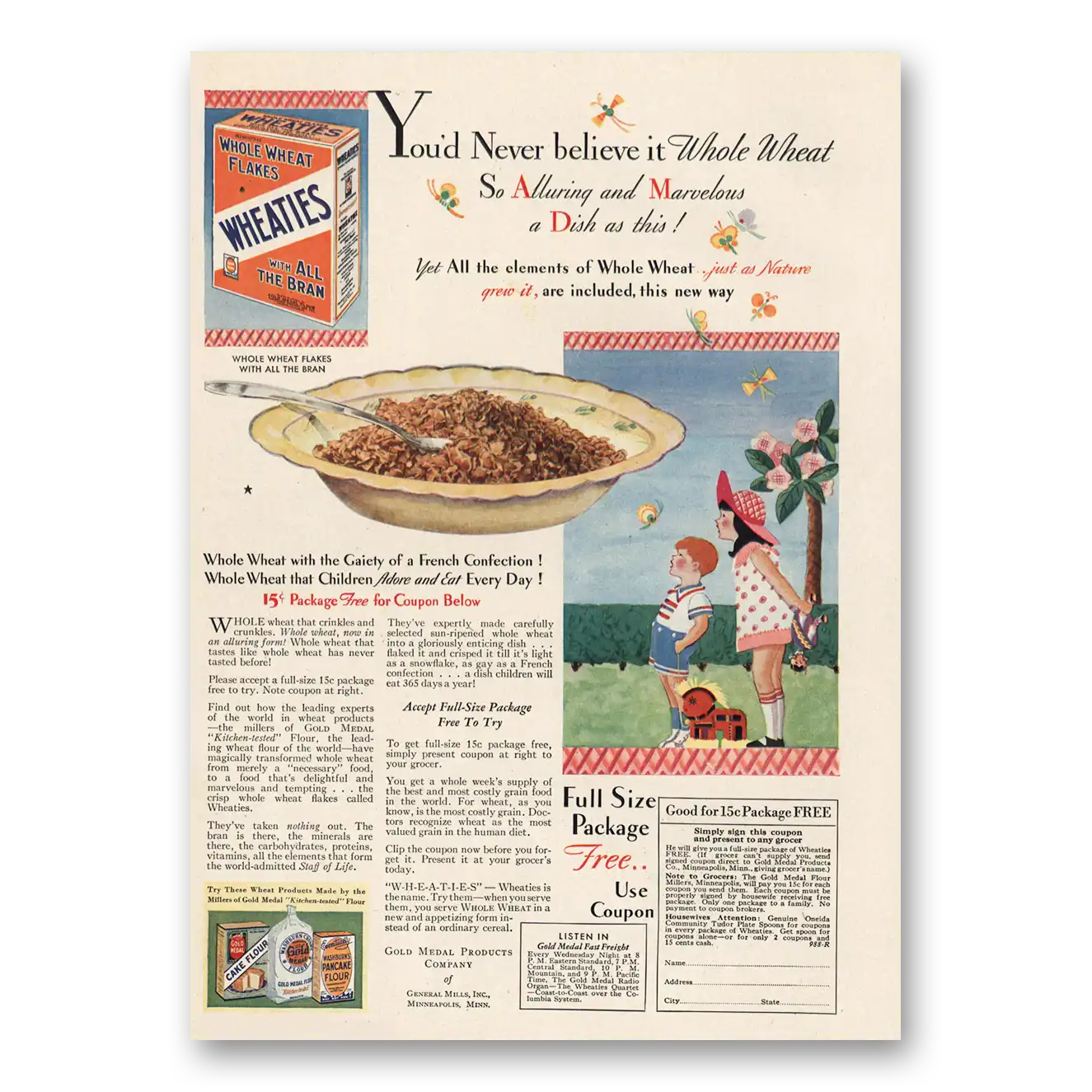 1930 Wheaties Cereal Wheaties Cereal Never Believe It Whole Wheat Vintage Magazine Print Ad