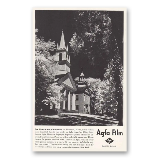 1941 Agfa Film Church and Courthouse Wiscasset Main Vintage Magazine Print Ad