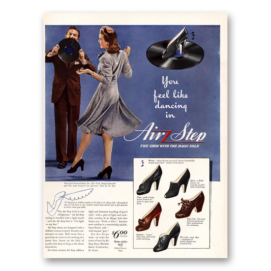 1941 Air Step Shoes You Feel Like Dancing Vintage Magazine Print Ad