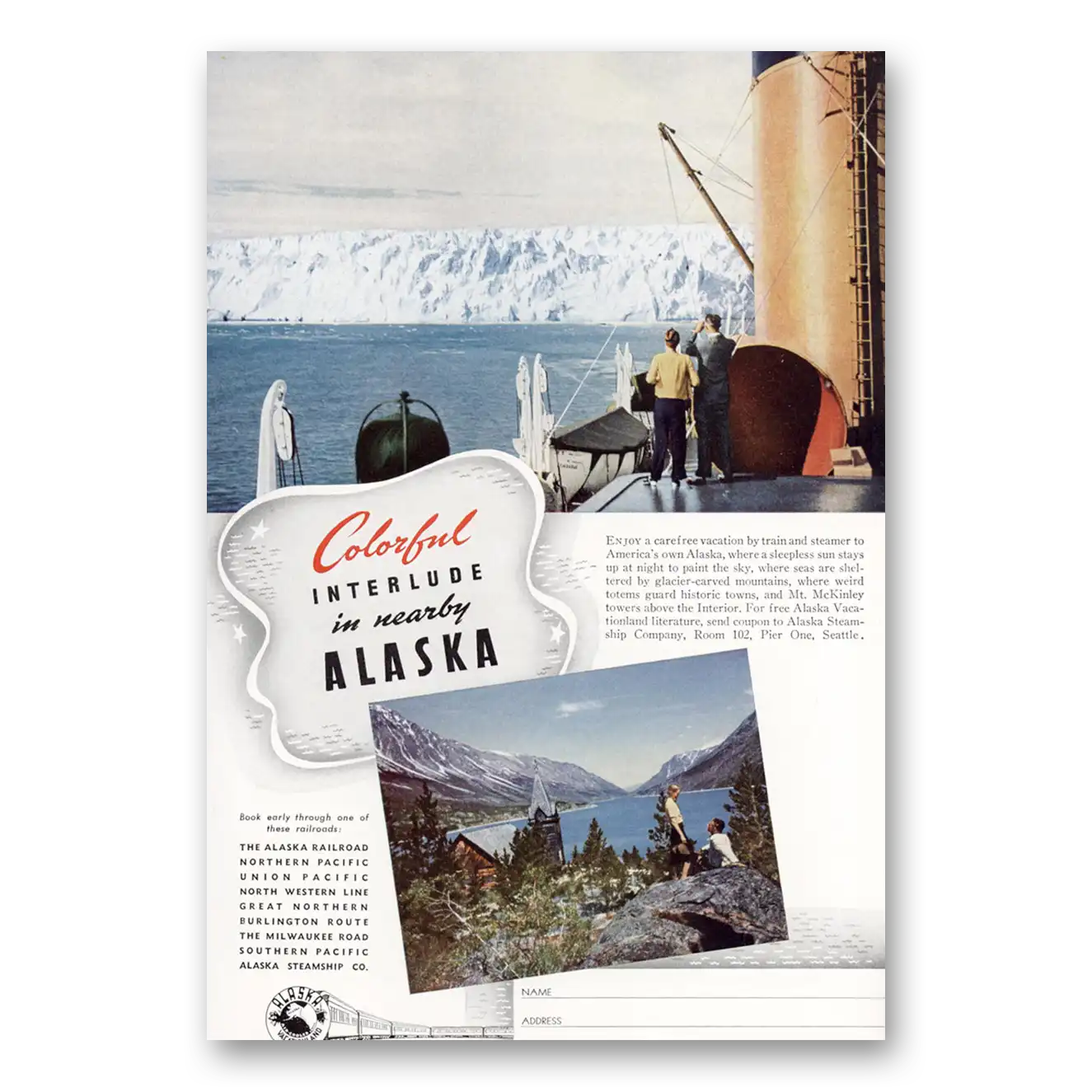 1941 Alaska Colorful Interlude Vintage Magazine Print Ad