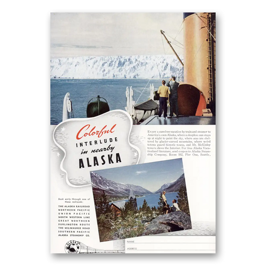 1941 Alaska Colorful Interlude Vintage Magazine Print Ad