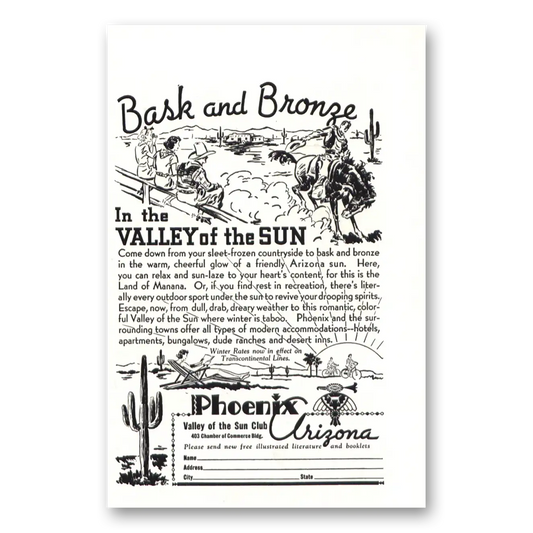 1941 Phoenix Arizona Bask and Bronze Vintage Magazine Print Ad