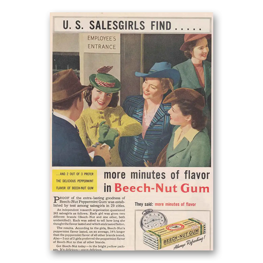 1941 Beech Nut Gum US Salesgirls Vintage Magazine Print Ad