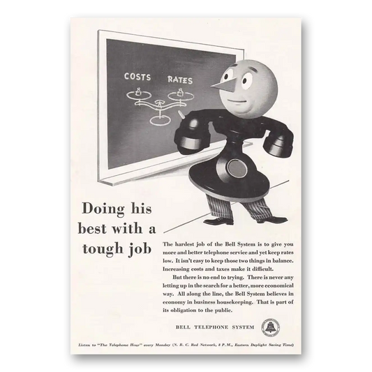 1941 Bell Telephone Doing His Best With a Tough Job Vintage Magazine Print Ad