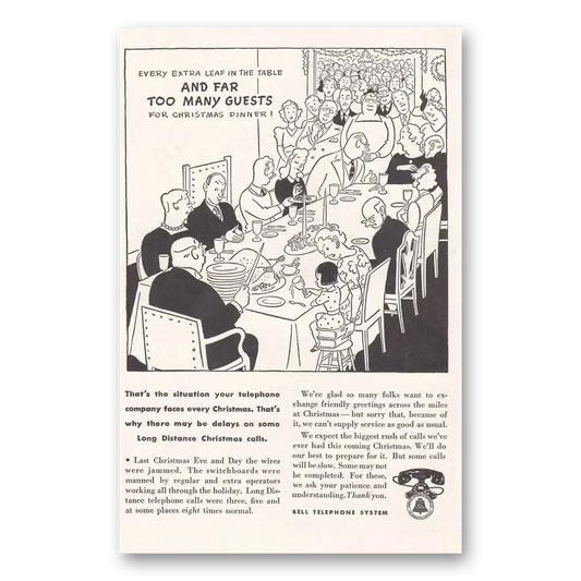 1941 Bell Telephone Far Too Many Guests for Christmas Vintage Magazine Print Ad