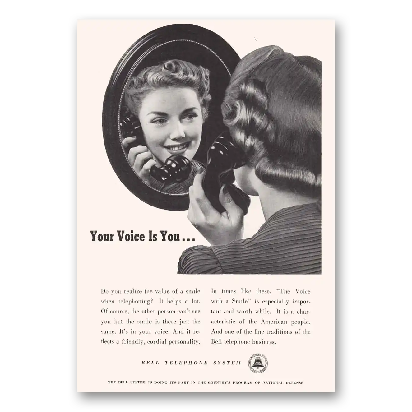 1941 Bell Telephone Your Voice Is You Vintage Magazine Print Ad