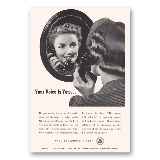 1941 Bell Telephone Your Voice Is You Vintage Magazine Print Ad