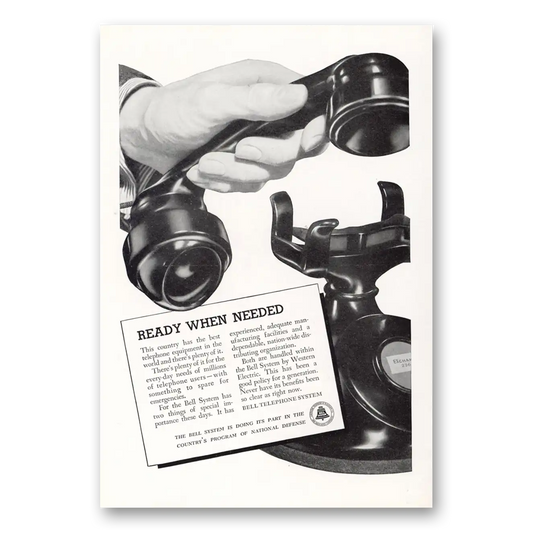 1941 Bell Telephone Ready When Needed Vintage Magazine Print Ad