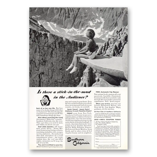 1941 Southern California Stick In the Mud in the Audience Vintage Magazine Print Ad