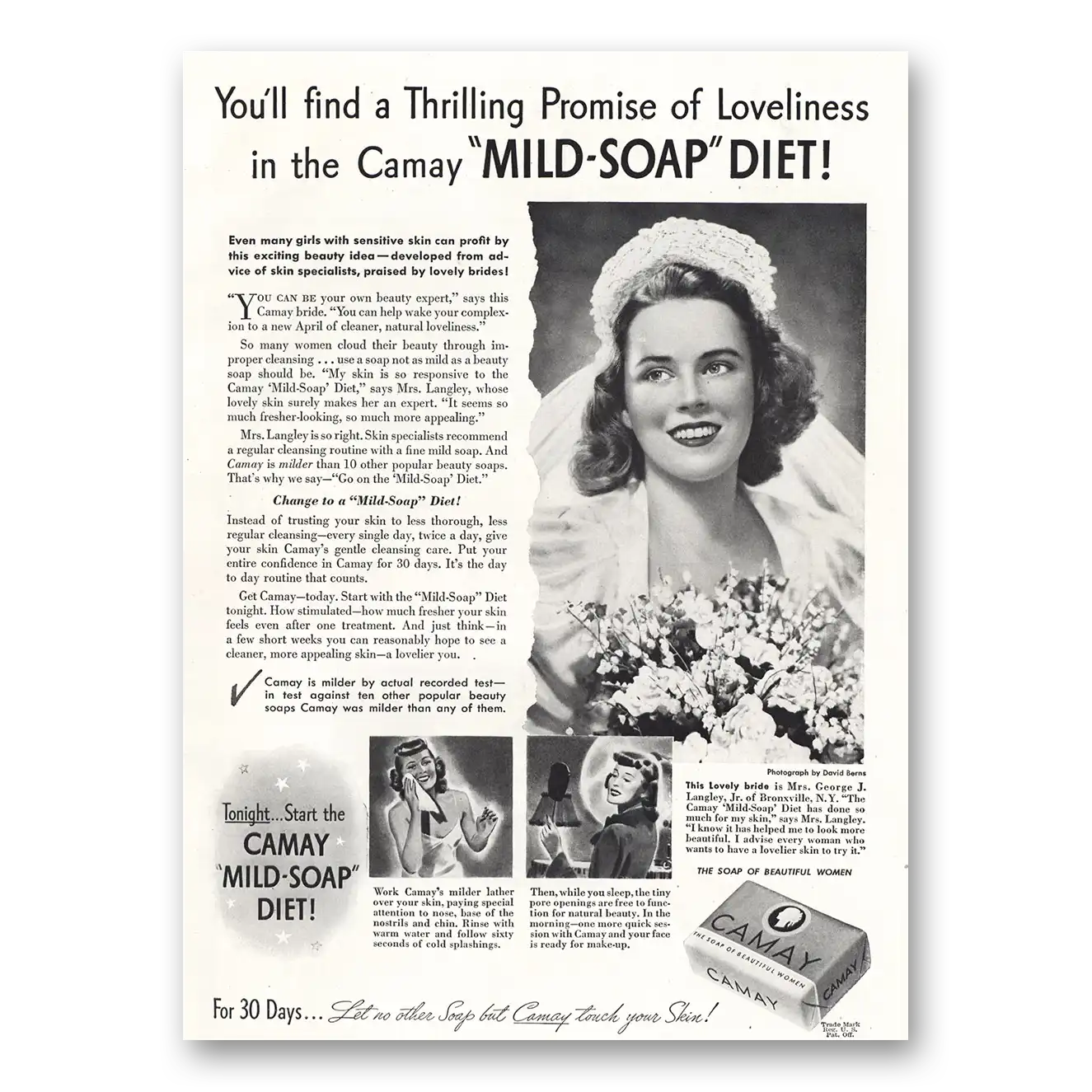 1941 Camay Soap Mild Soap Thrilling Promise Loveliness Vintage Magazine Print Ad