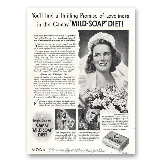 1941 Camay Soap Mild Soap Thrilling Promise Loveliness Vintage Magazine Print Ad