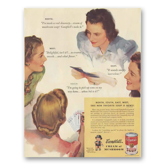 1941 Campbells Cream of Mushroom Soup North South Vintage Magazine Print Ad