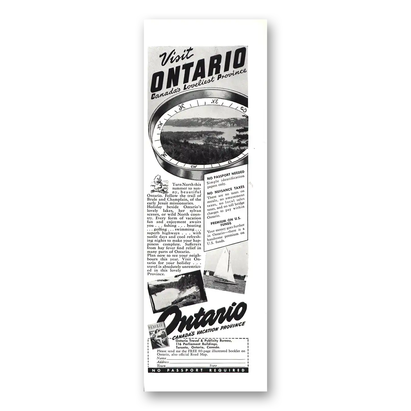 1941 Ontario Canada Lovliest Province Vintage Magazine Print Ad