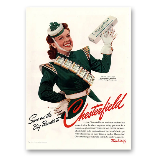 1941 Chesterfield Cigarettes Big Parades Vintage Magazine Print Ad