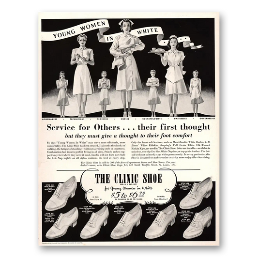 1941 Clinic Shoe Service for Others Their First Thought Vintage Magazine Print Ad