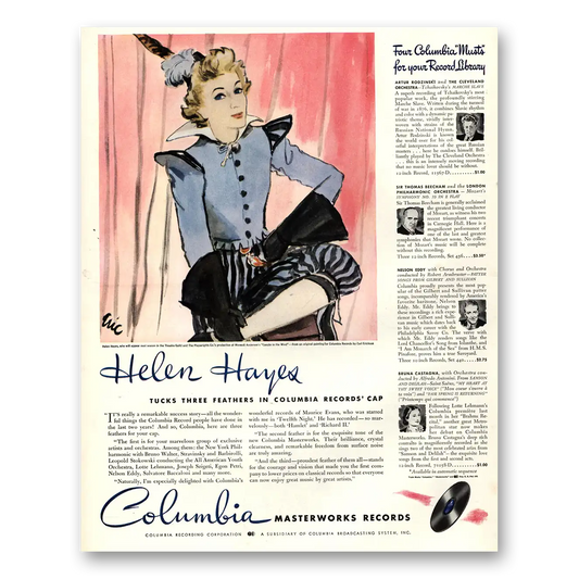 1941 Columbia Records Helen Hayes Vintage Magazine Print Ad