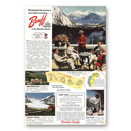 1941 Canadian Pacific Banff Lake Louise Vintage Magazine Print Ad