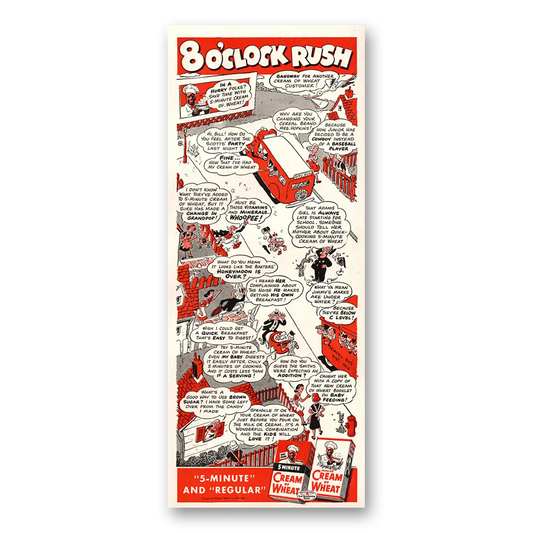 1941 Cream of Wheat 8 Oclock Rush Vintage Magazine Print Ad