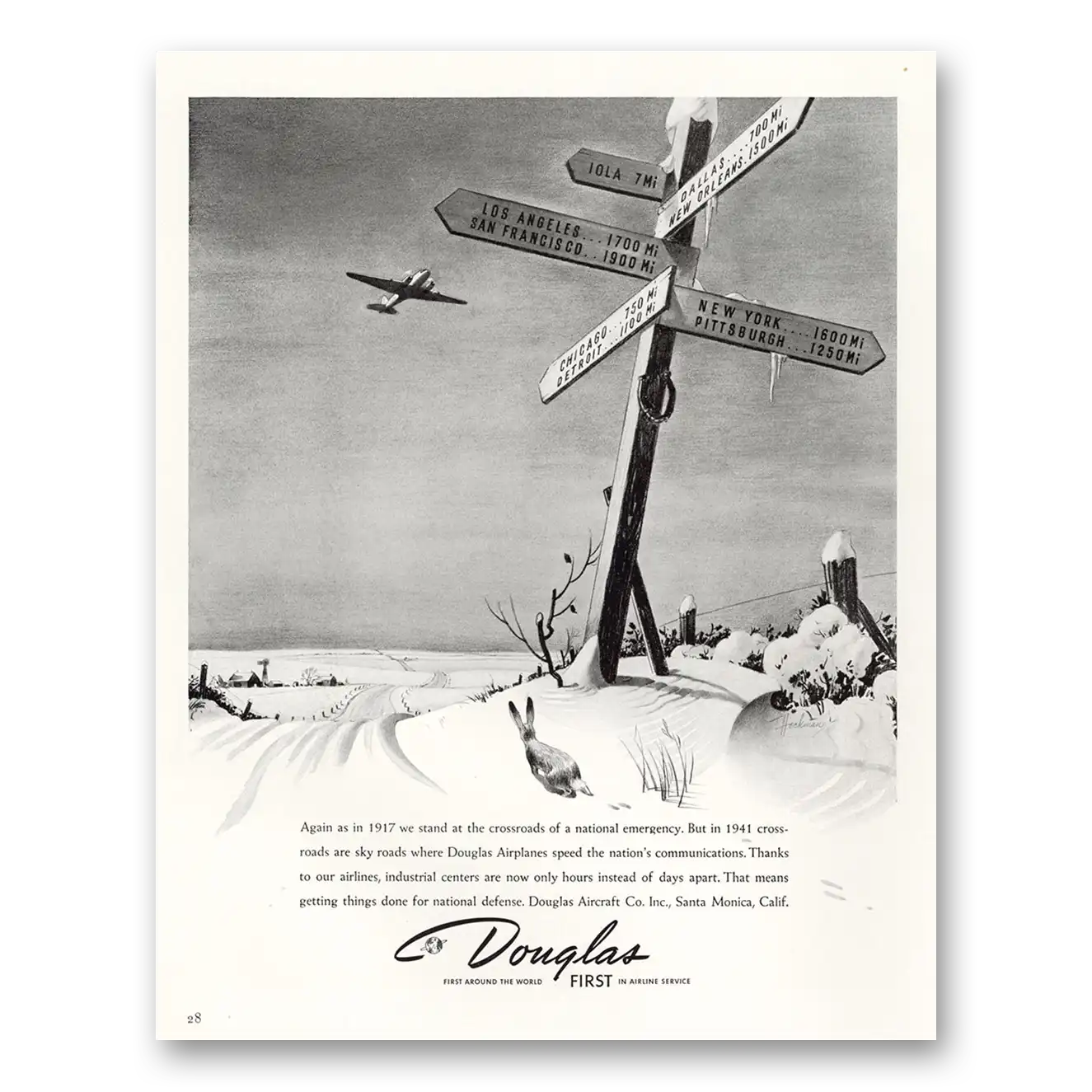 1941 Douglas Again As In Vintage Magazine Print Ad