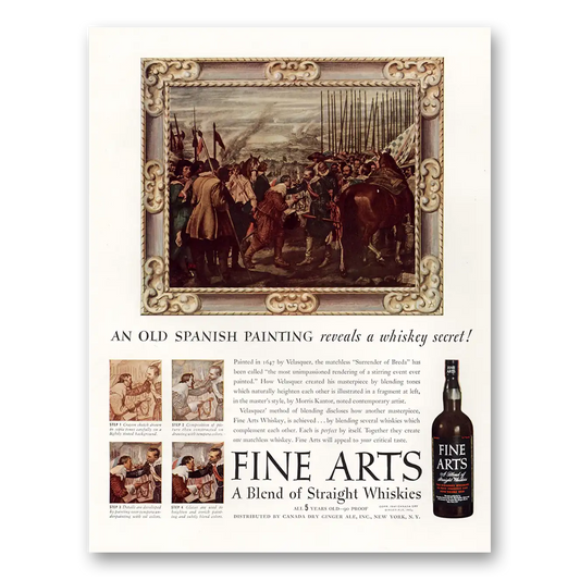 1941 Fine Arts Whiskies Old Spanish Painting Vintage Magazine Print Ad