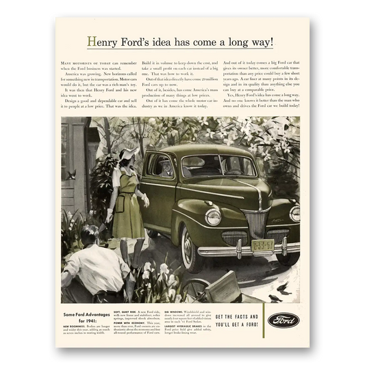 1941 Ford Henry Fords Idea Has Come a Long Way Vintage Magazine Print Ad