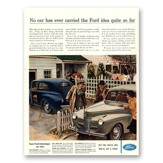 1941 Ford No Car Has Ever Carried the Ford Idea Quite So Far Vintage Magazine Print Ad