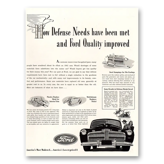 1941 Ford How Defense Needs Been Met Vintage Magazine Print Ad