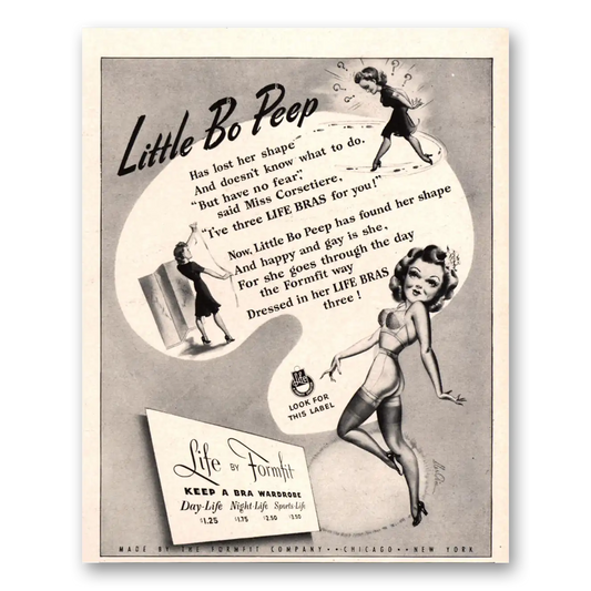 1941 Formfit Bras Little Bo Peep Has Lost Her Shape Vintage Magazine Print Ad