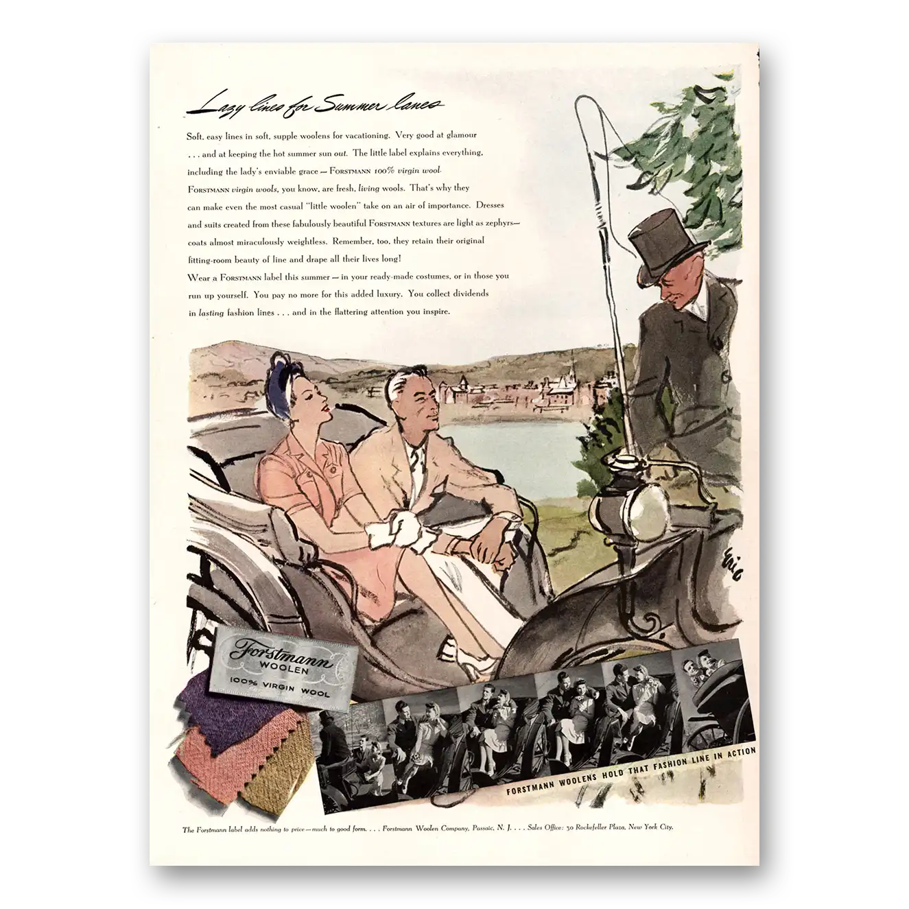 1941 Forstmann Wool Lazy Lines for Summer Lanes Vintage Magazine Print Ad