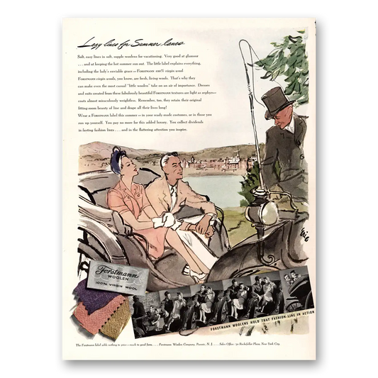 1941 Forstmann Wool Lazy Lines for Summer Lanes Vintage Magazine Print Ad