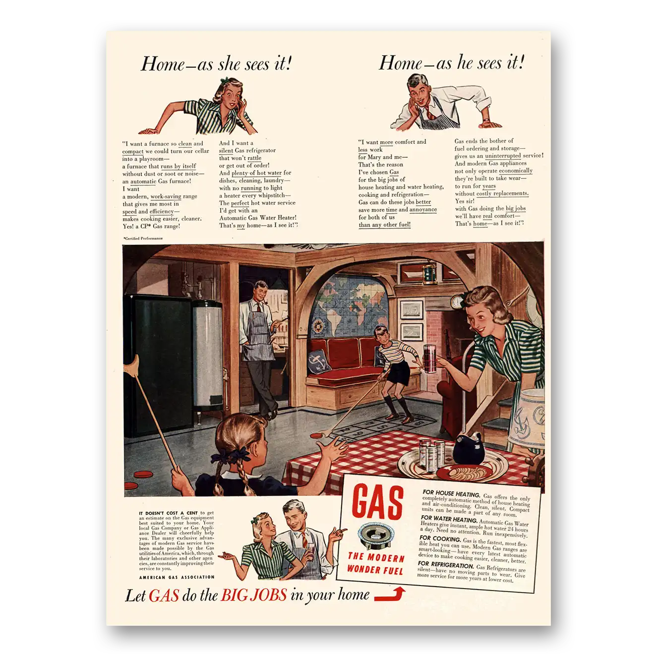 1941 American Gas Home As She Sees It Vintage Magazine Print Ad