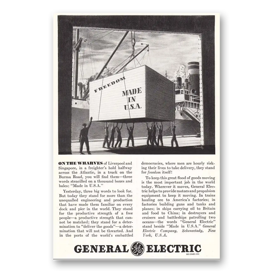 1941 General Electric Freedom Made in the USA Vintage Magazine Print Ad