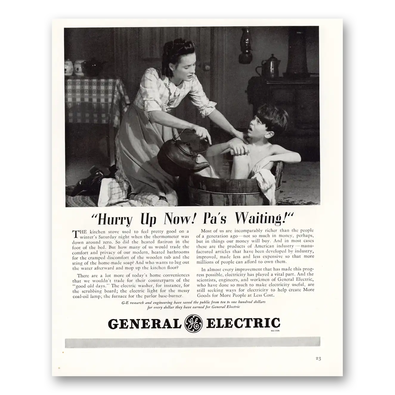 1941 General Electric Hurry Up Now Pas Waiting Vintage Magazine Print Ad