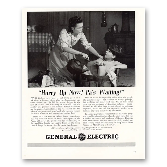 1941 General Electric Hurry Up Now Pas Waiting Vintage Magazine Print Ad