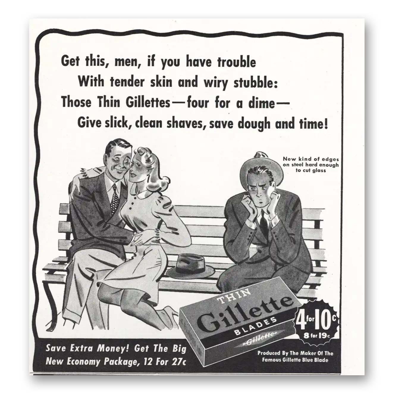 1941 Gillette Razor Blades Blades Get This Men If You Have Trouble Vintage Magazine Print Ad