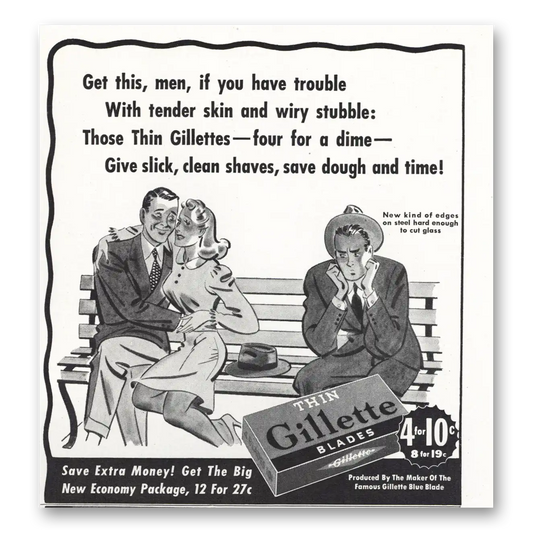 1941 Gillette Razor Blades Blades Get This Men If You Have Trouble Vintage Magazine Print Ad