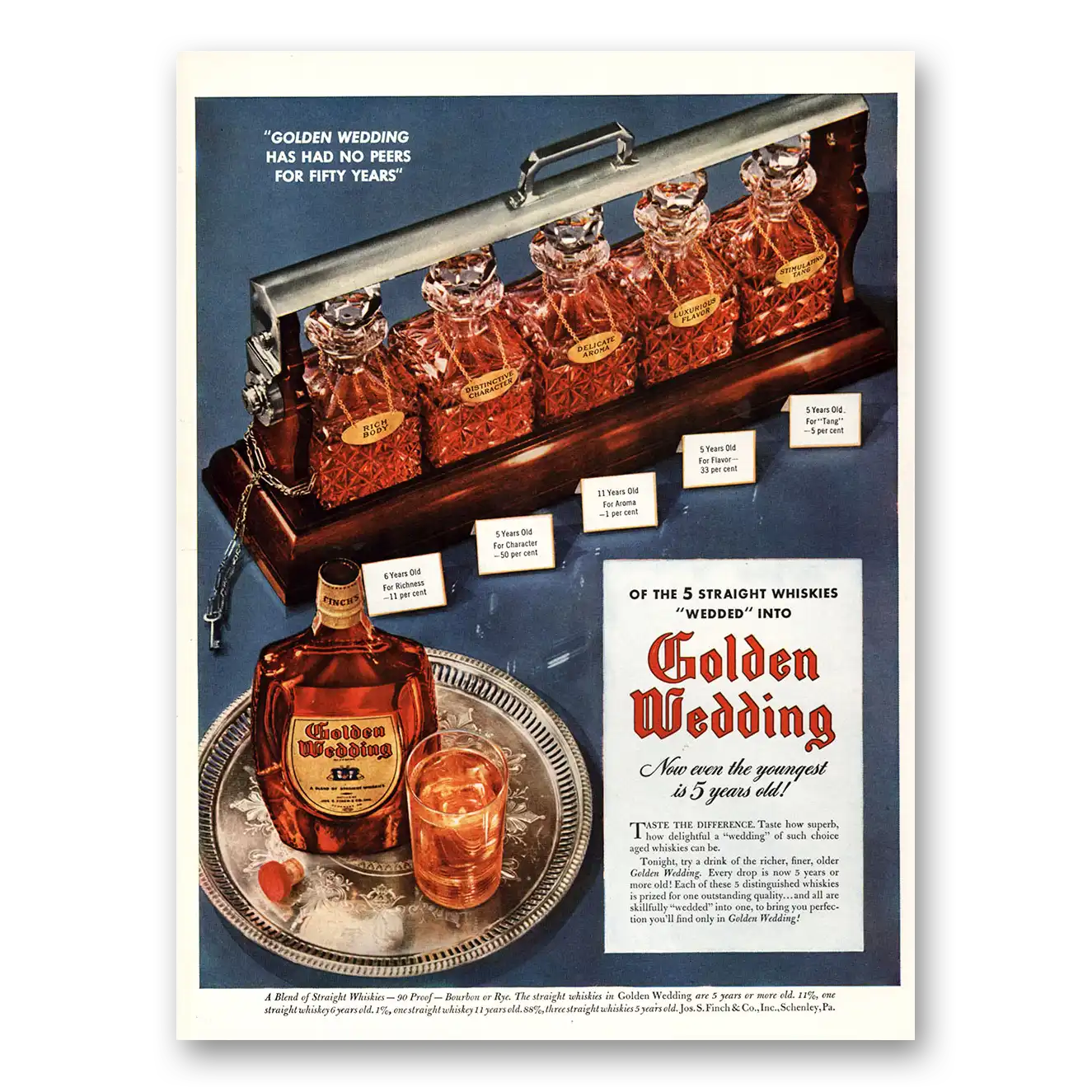 1941 Golden Wedding Straight Whiskies Wedded Vintage Magazine Print Ad