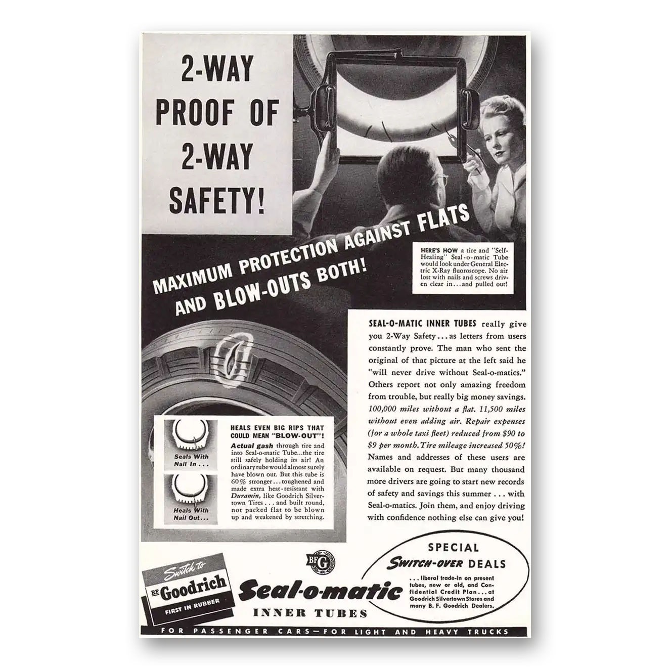 1941 Goodrich Tires Seal O Matic Inner Tubes Vintage Magazine Print Ad