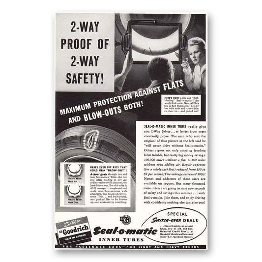 1941 Goodrich Tires Seal O Matic Inner Tubes Vintage Magazine Print Ad