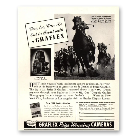 1941 Graflex Cameras Can Be Out in Front Vintage Magazine Print Ad